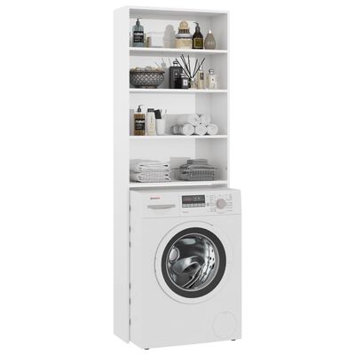 vidaXL Washing Machine Cabinet High Gloss White 64x24x190 cm