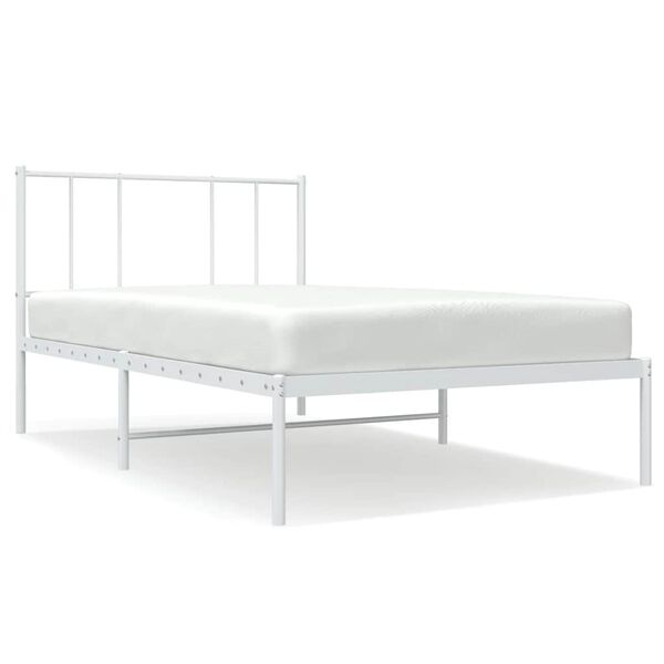 vidaXL Metal Bed Frame without Mattress with Headboard White 75x190cm