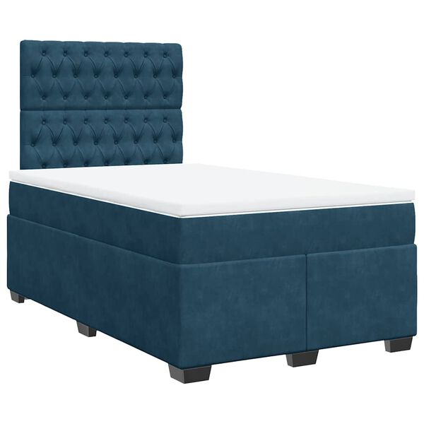 vidaXL Box Spring Bed with Mattress Blue 120x200 cm Velvet