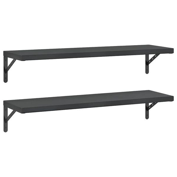 vidaXL Wall Shelves 2 pcs 100x30 cm Black Stainless Steel