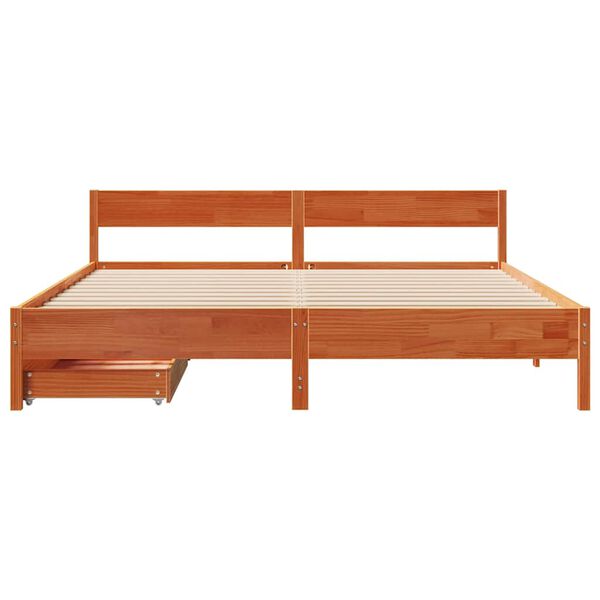 vidaXL Bed Frame without Mattress Wax Brown 200x200 cm Solid Wood Pine