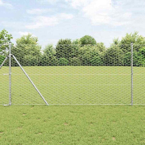 vidaXL Fence Post Silver 10 x 1.4 m (50 mm mesh) Steel
