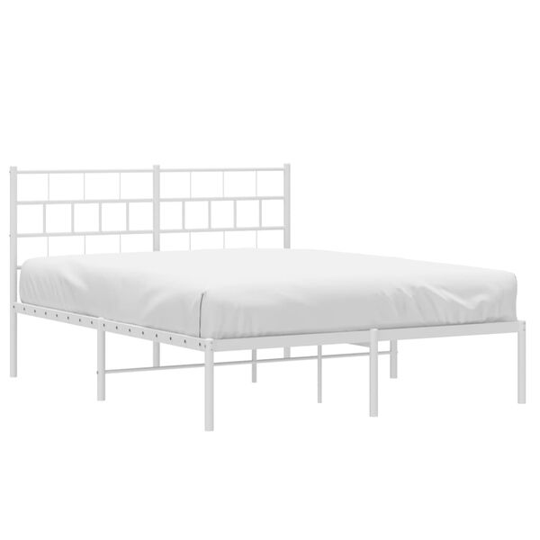 vidaXL Metal Bed Frame without Mattress with Headboard White 140x200cm