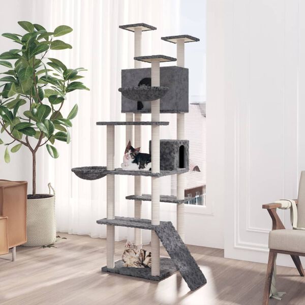 vidaXL Cat Tree with Sisal Scratching Posts Dark Grey 191 cm