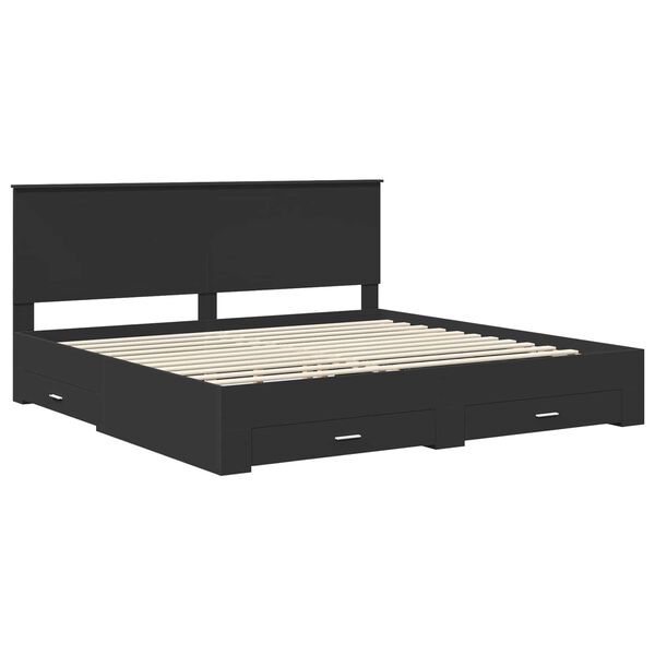 vidaXL Bed Frame Black and Silver 200 x 200 cm Engineered Wood