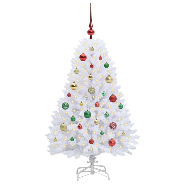 vidaXL Artificial Hinged Christmas Tree White 120 cm PVC and Steel