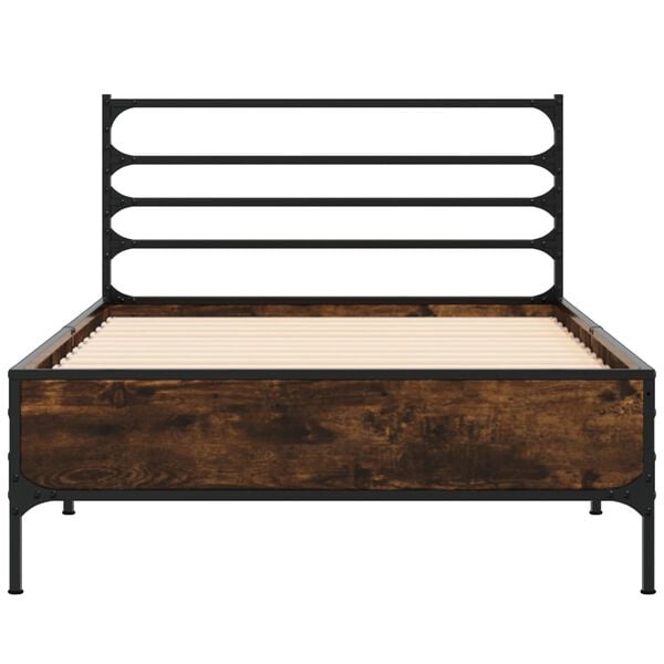vidaXL Bed Frame without Mattress Smoked Oak 75x190 cm Small Single