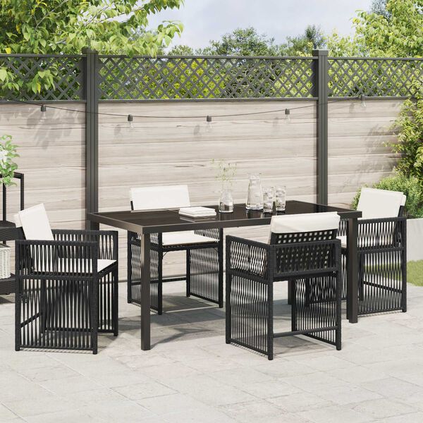 vidaXL Garden Dining Set 5 pcs Black Poly Rattan