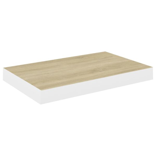 vidaXL Floating Wall Shelf Oak and White 50x23x3.8 cm MDF
