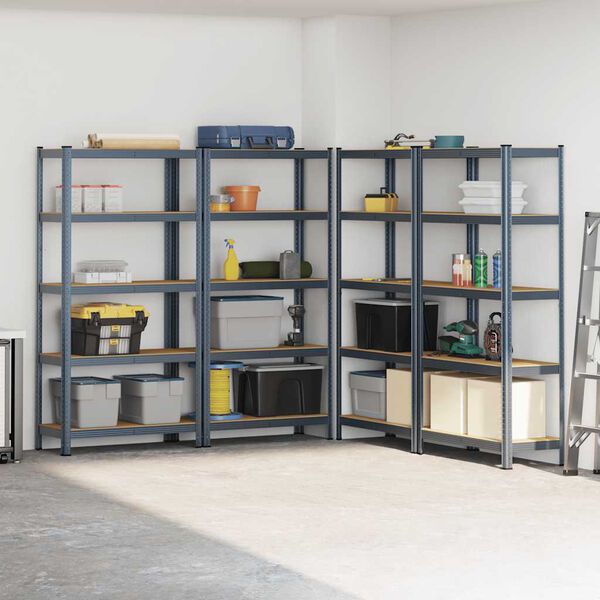 vidaXL 5-Layer Storage Shelves 4 pcs Anthracite Steel&Engineered Wood