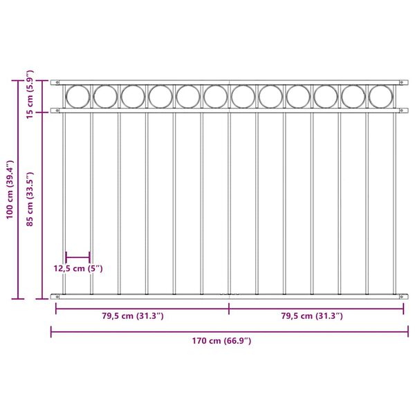 vidaXL Fence Panel Assen Steel 1.7x1 m Black
