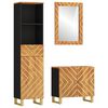 vidaXL 3 Piece Bathroom Cabinet Set Brown and Black Solid Wood Mango