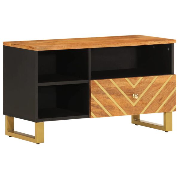 vidaXL TV Cabinet Brown and Black 80x33.5x46 cm Solid Wood Mango