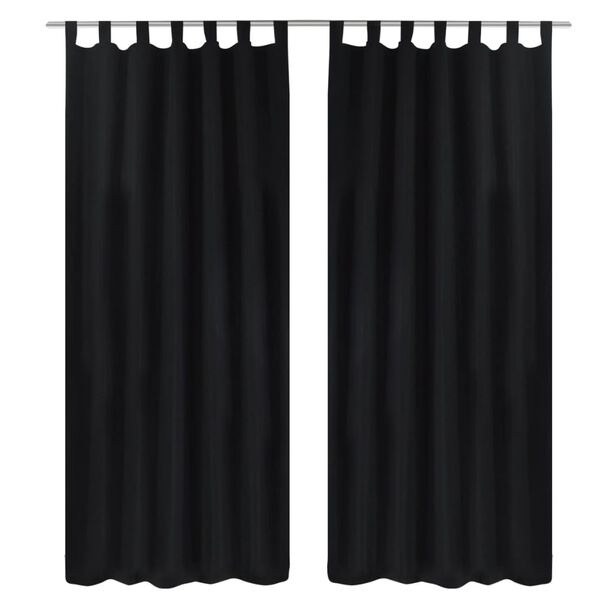 vidaXL 2 pcs Black Micro-Satin Curtains with Loops 140 x 225 cm
