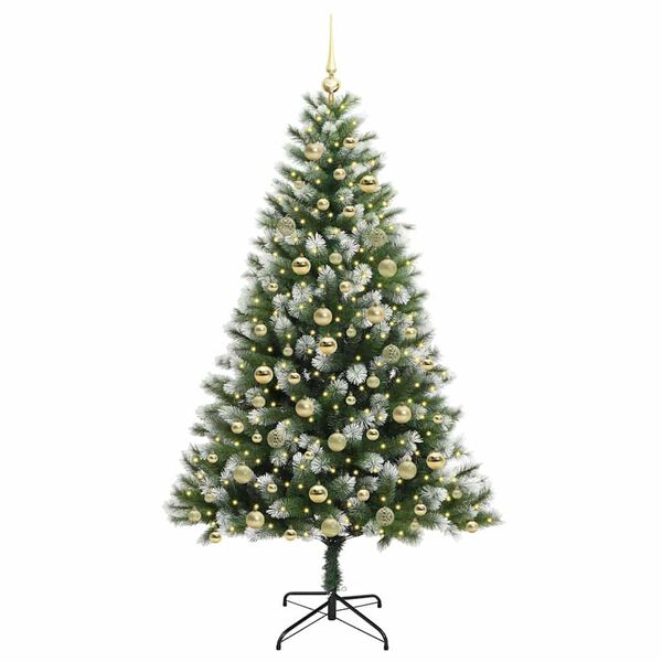 vidaXL Artificial Hinged Christmas Tree with Flocked Snow 180 cm