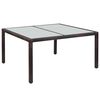 vidaXL Garden Table 150x90x75 cm Brown Poly Rattan and Glass