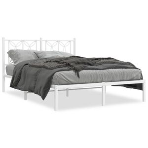 vidaXL Metal Bed Frame without Mattress with Headboard White 140x200cm