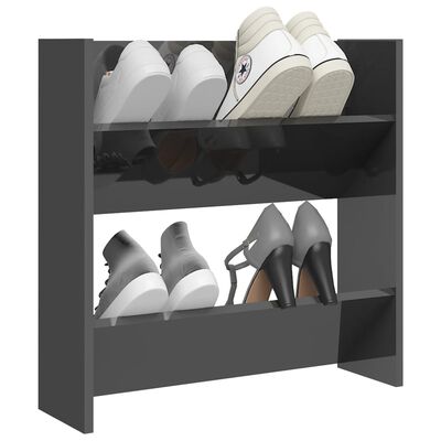 vidaXL Wall Shoe Cabinet High Gloss Grey 60x18x60 cm Engineered Wood