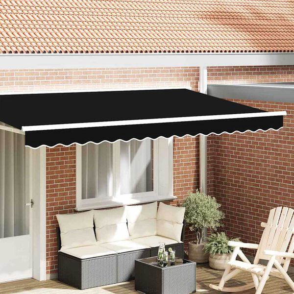 vidaXL Awning Valance Black 380 x 20 cm Canvas