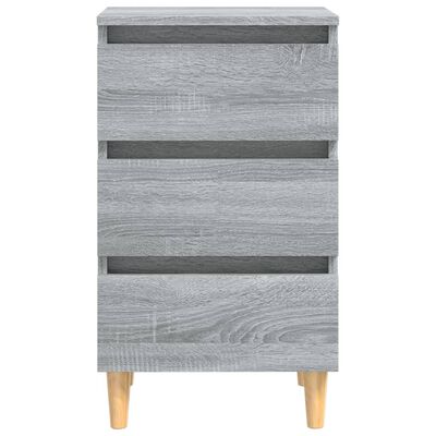 vidaXL Bed Cabinets with Solid Wood Legs 2 pcs Grey Sonoma 40x35x69 cm