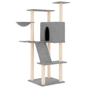 vidaXL Cat Tree with Sisal Scratching Posts Light Grey 143 cm