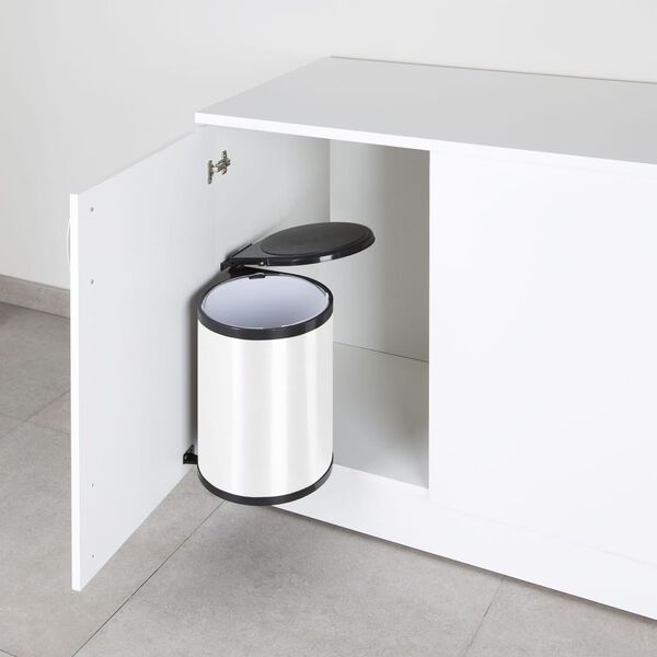Practo Home Built-in Waste Bin 14 L White and Black
