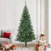 vidaXL Artificial Pre-lit Christmas Tree Green 210 cm PVC and Metal