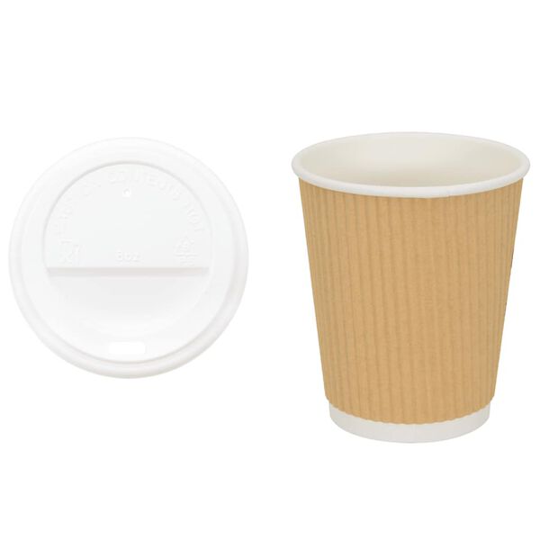 vidaXL Paper Coffee Cups with Lids 1000 pcs 8oz 200ml