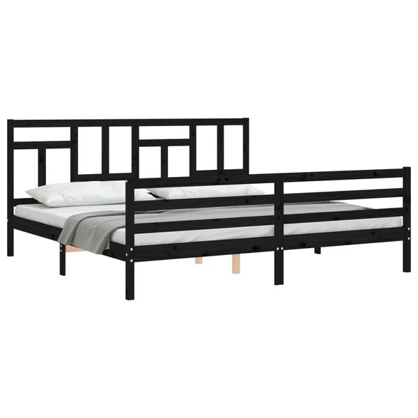 vidaXL Bed Frame without Mattress Black 200x200 cm Solid Wood
