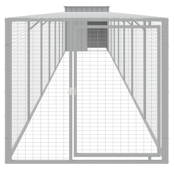 vidaXL Chicken Cage with Run Light Grey 110x813x110 cm Galvanised Steel