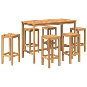 vidaXL Outdoor Bar Set 7 pcs Natural Solid Teak Wood