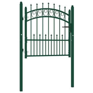 vidaXL Fence Gate EMMEN with Spikes Steel 104x97 cm Green