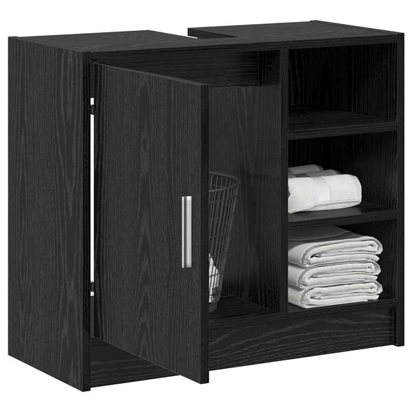 vidaXL Bathroom Cabinet Black Oak 63 x 29 x 55 cm Engineered wood