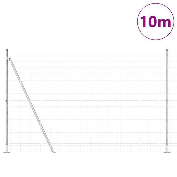 vidaXL Fence with Post Silver 1.5 x 10 m Steel