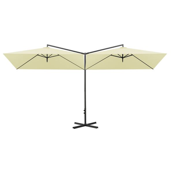 vidaXL Double Garden Parasol with Steel Pole Sand 600x300 cm