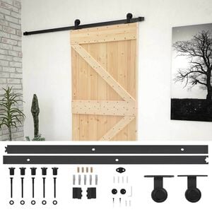 vidaXL Sliding Door 80 x 210 cm Solid Pine Wood Natural and Black