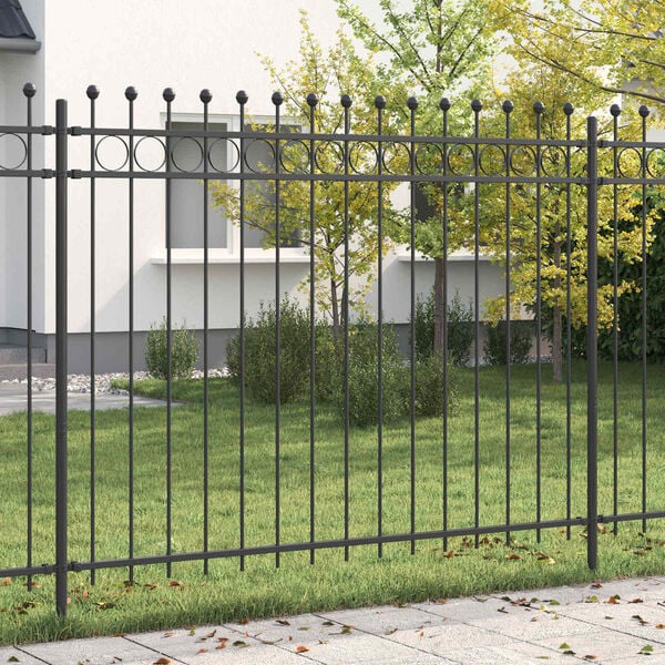 vidaXL Ring Fence Black 200 x 200 cm Powder-Coated Steel