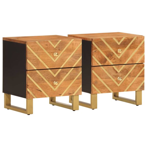 vidaXL Bedside Cabinets 2 pcs Brown and Black Solid Wood Mango