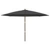 vidaXL Garden Parasol with Wooden Pole Black 400x273 cm