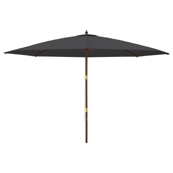 vidaXL Garden Parasol with Wooden Pole Black 400x273 cm