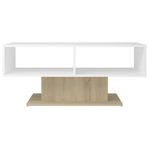 vidaXL Coffee Table White and Sonoma Oak 103.5x50x44.5 cm Engineered Wood