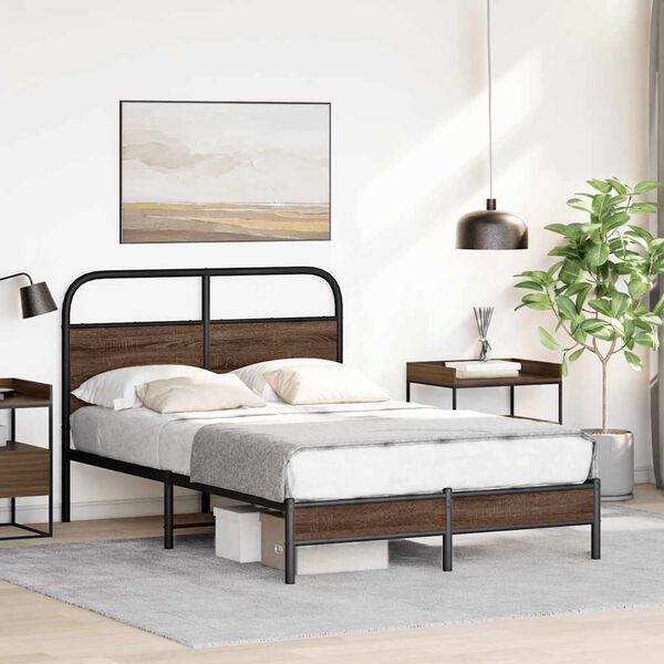 vidaXL Bed Frame without Mattress 140x200 cm Brown Oak Engineered Wood