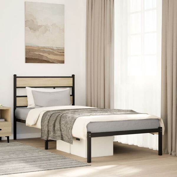 vidaXL Metal Bed Frame without Mattress Sonoma Oak 80x200 cm