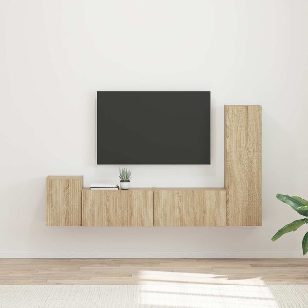 vidaXL TV Cabinet Set Wall-mounted 4 pcs Sonoma Oak Engineered Wood