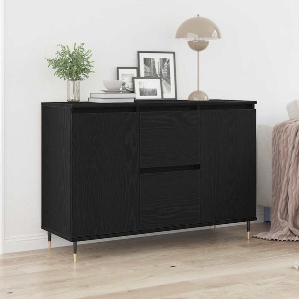 vidaXL Sideboard Black Oak 101.5 x 35 x 70 cm Engineered Wood