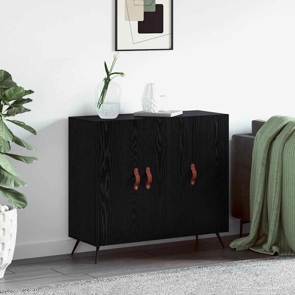 vidaXL Sideboard Black Oak 89.5 x 34 x 80 cm Engineered Wood