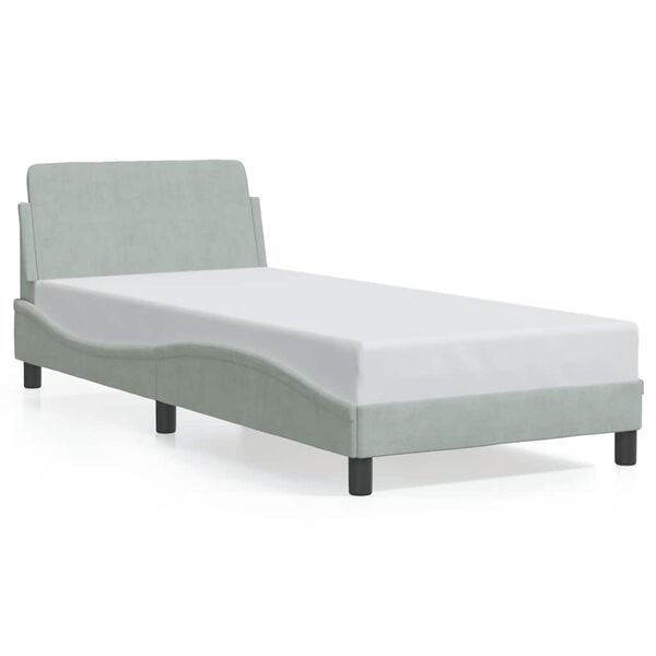 vidaXL Bed Frame "Dover" Light Grey 90x190 cm Single Velvet