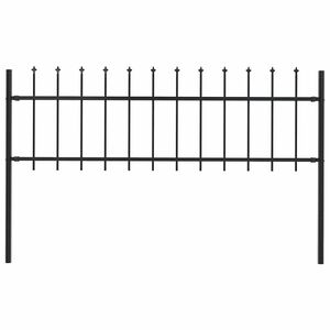vidaXL Garden Fence with Spear Top Steel 1.8 m Black