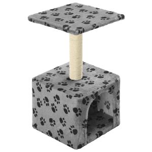 vidaXL Cat Tree | Grey with black paw prints