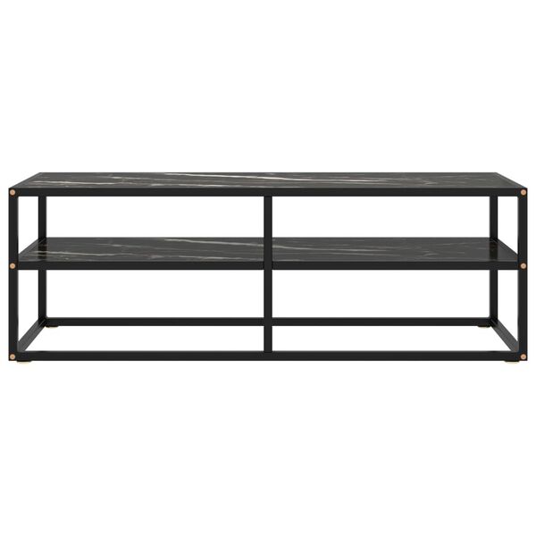 vidaXL TV Cabinet Black with Black Marble Glass 120x40x40 cm